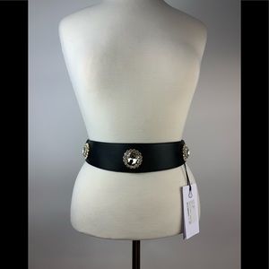 Argento Antico Ecopelle black back snap belt